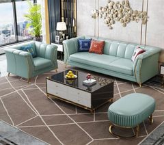 Bộ Sofa da bò tiếp xúc cao cấp , chân inox mạ titan vàng. BSF164