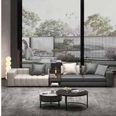 Bộ sofa góc phối 2 màu kèm kệ phân cách BSF169