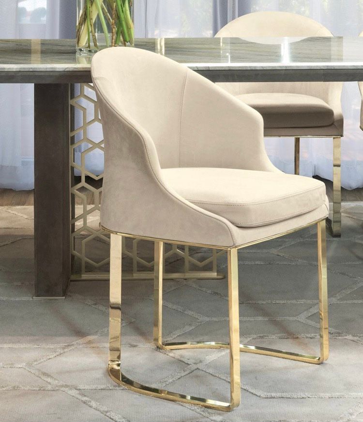 Ghế ăn khung inox mạ titan vàng, Nệm bọc da microfiber GA036