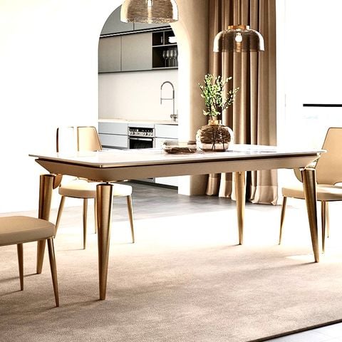 Bàn ăn nhập khẩu mặt đá marble BA0158