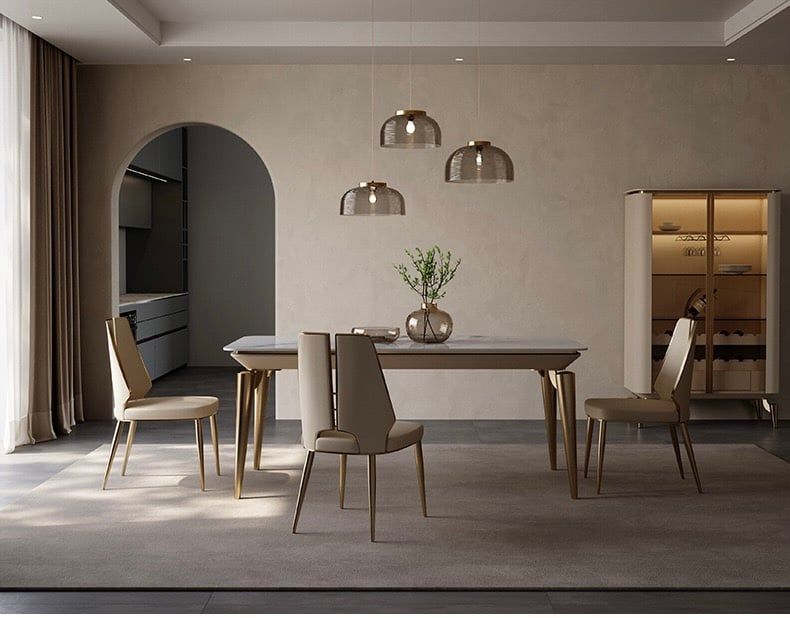 Bàn ăn nhập khẩu mặt đá marble BA0158