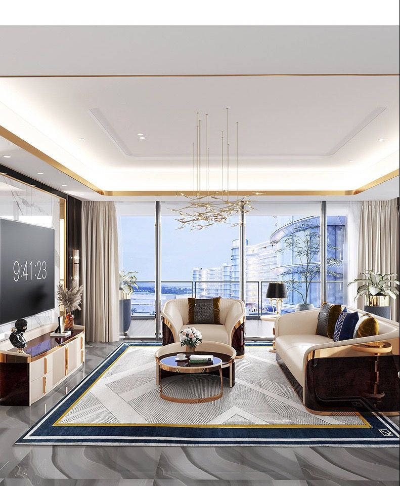 Ghế Sofa da Bò lớp trên cùng cao cấp, gỗ bạch dương sơn piano, nẹp inox mạ titan vàng GSF171