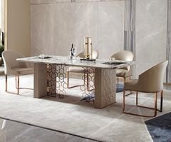 Ghế ăn khung inox mạ titan vàng, Nệm bọc da microfiber GA036