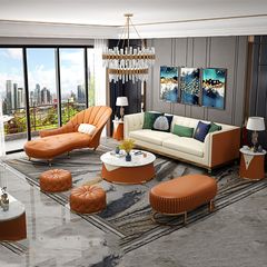 Bộ Sofa da khung viền inox mạ vàng cao cấp BSF117