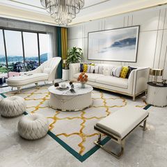 Bộ Sofa da khung viền inox mạ vàng cao cấp BSF117