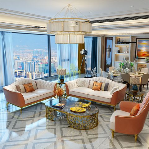Ghế Sofa da phong cách đơn giản hiện đại phối 2 màu  GSF125