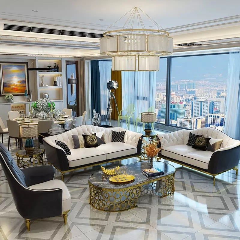 Ghế Sofa da phong cách đơn giản hiện đại phối 2 màu  GSF125