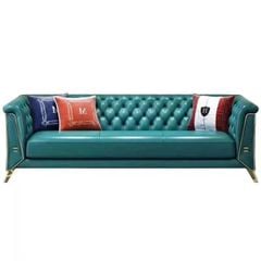 Bộ Sofa  chất liệu da bò tiếp xúc cao cấp, chân inox mạ titan vàng.GSF126