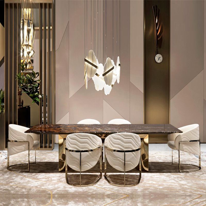 Ghế ăn bọc vải cao cấp khung inox mạ titan vàng GA047