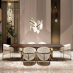 Ghế ăn bọc vải cao cấp khung inox mạ titan vàng GA047