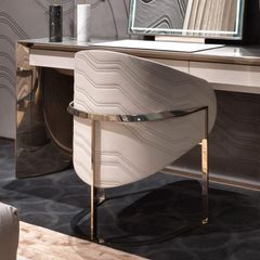 Ghế ăn bọc vải cao cấp khung inox mạ titan vàng GA047