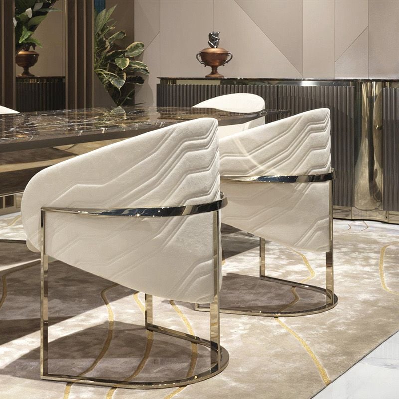 Ghế ăn bọc vải cao cấp khung inox mạ titan vàng GA047