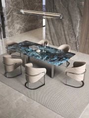 Ghế ăn bọc vải cao cấp khung inox mạ titan vàng GA047