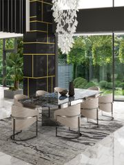 Ghế ăn bọc vải cao cấp khung inox mạ titan vàng GA047