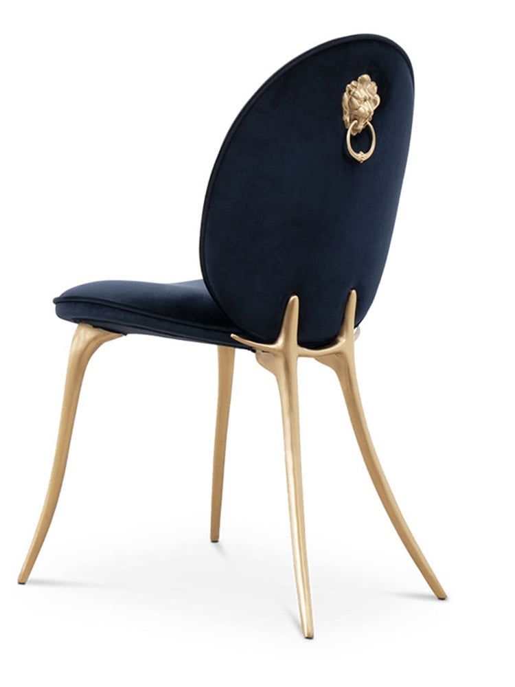 Ghế ăn bọc vải, chân inox vàng GA053