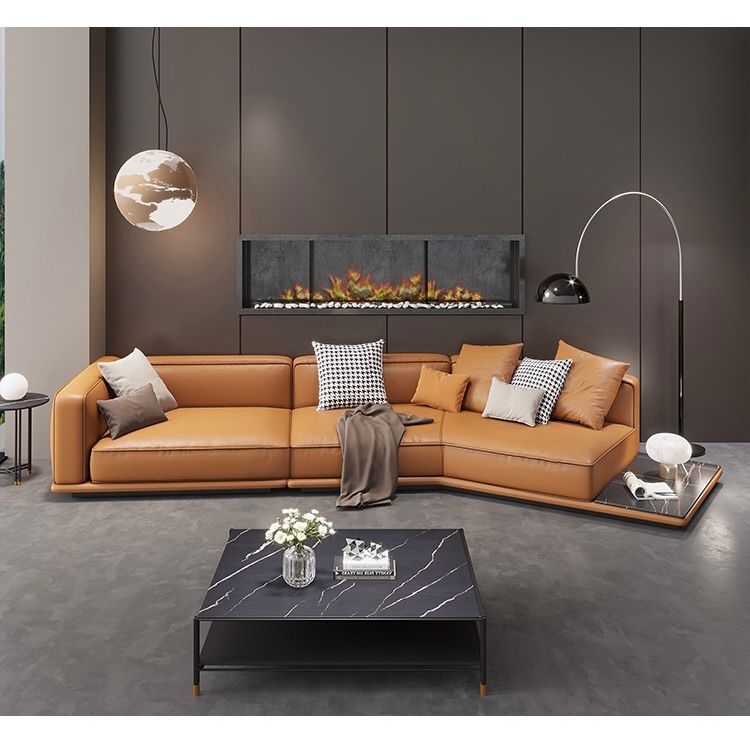 Sofa góc da bò màu cam BSF183