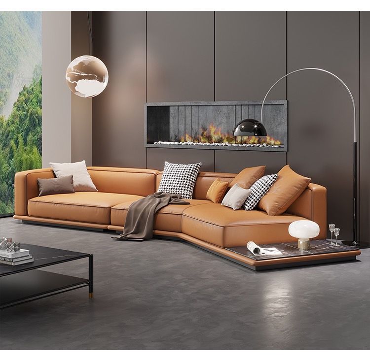 Sofa góc da bò màu cam BSF183