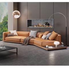 Sofa góc da bò màu cam BSF183