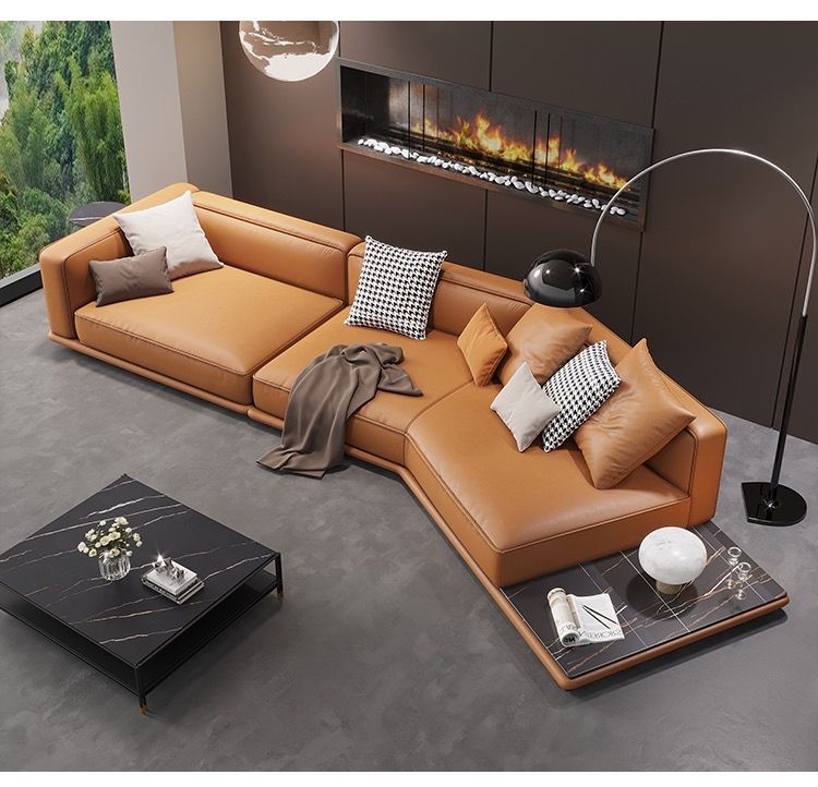  Sofa góc da bò màu cam BSF183 