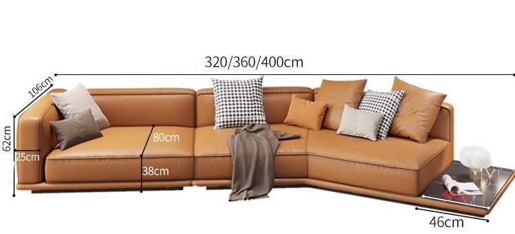 Sofa góc da bò màu cam BSF183