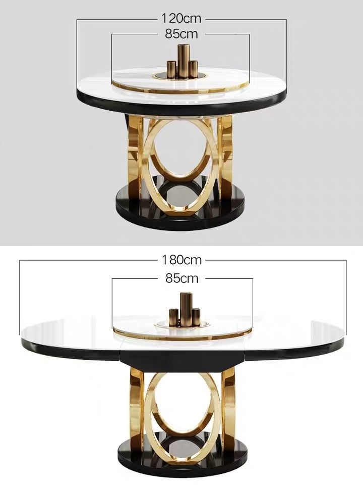 Bàn ăn thông minh Gỗ sơn, mặt kính cường lực, khung inox mạ titan vàng BA025