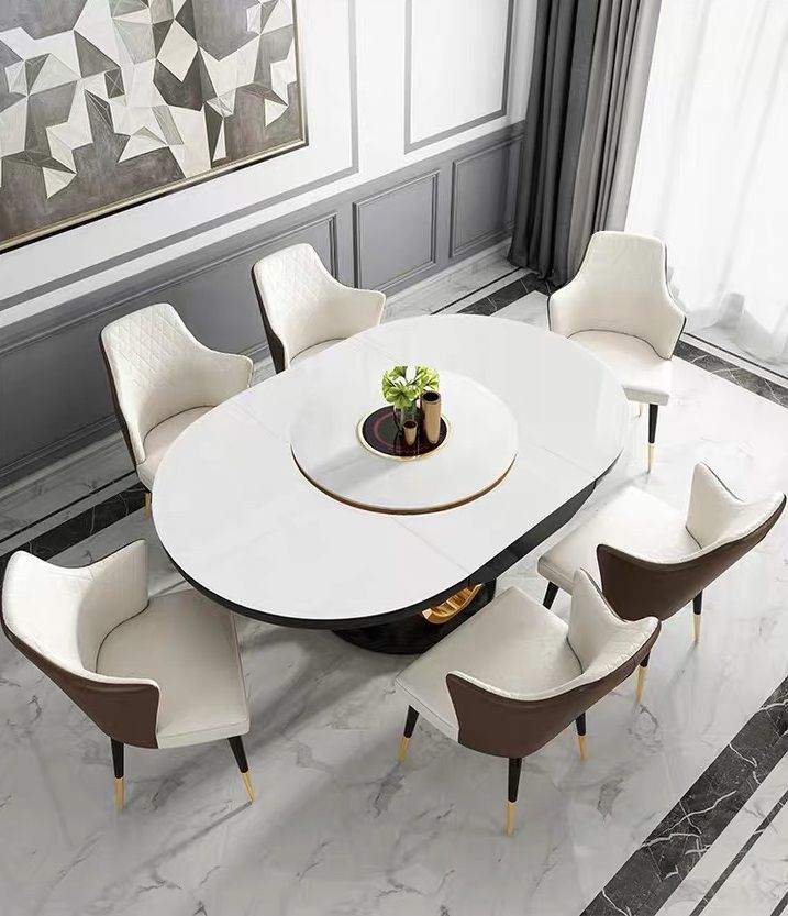 Bàn ăn thông minh Gỗ sơn, mặt kính cường lực, khung inox mạ titan vàng BA025