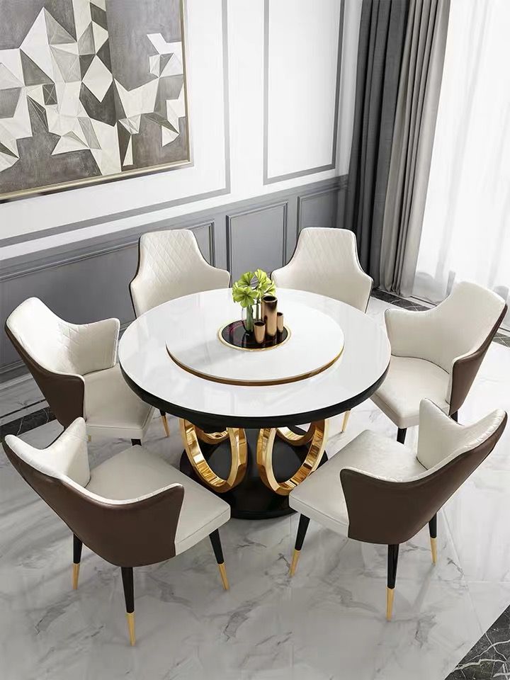 Bàn ăn thông minh Gỗ sơn, mặt kính cường lực, khung inox mạ titan vàng BA025