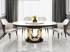 Bàn ăn thông minh Gỗ sơn, mặt kính cường lực, khung inox mạ titan vàng BA025