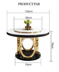 Bàn ăn thông minh Gỗ sơn, mặt kính cường lực, khung inox mạ titan vàng BA025