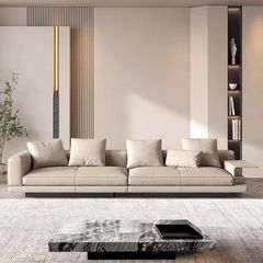 Bộ Sofa da bò cao cấp , màu vàng kem BSF196