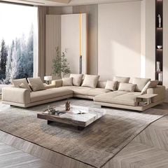 Ghế Sofa góc da bò cao cấp, trắng kem BSF195
