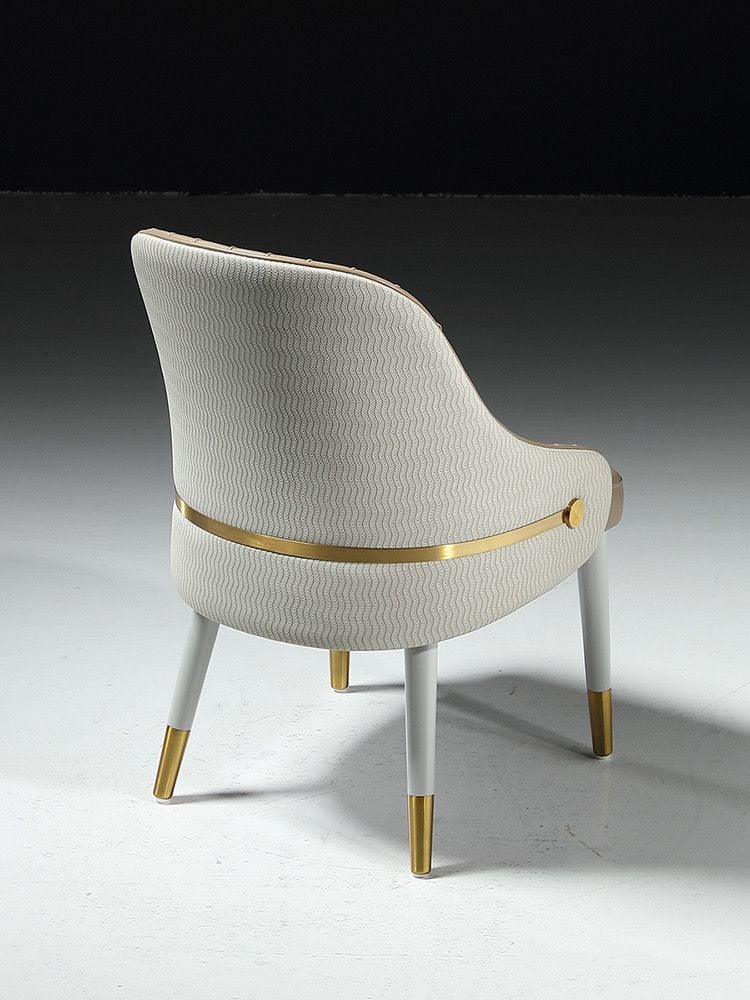 Ghế ăn bọc da PU, chân gỗ, nẹp inox vàng GA051