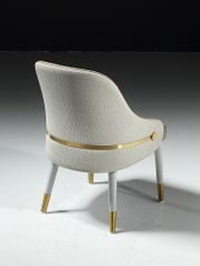 Ghế ăn bọc da PU, chân gỗ, nẹp inox vàng GA051