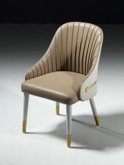 Ghế ăn bọc da PU, chân gỗ, nẹp inox vàng GA051