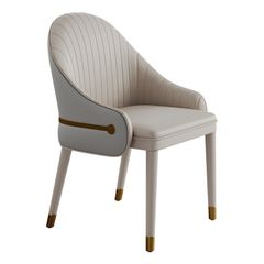 Ghế ăn bọc da PU, chân gỗ, nẹp inox vàng GA051