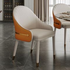 Ghế ăn bọc da PU, chân gỗ, nẹp inox vàng GA051