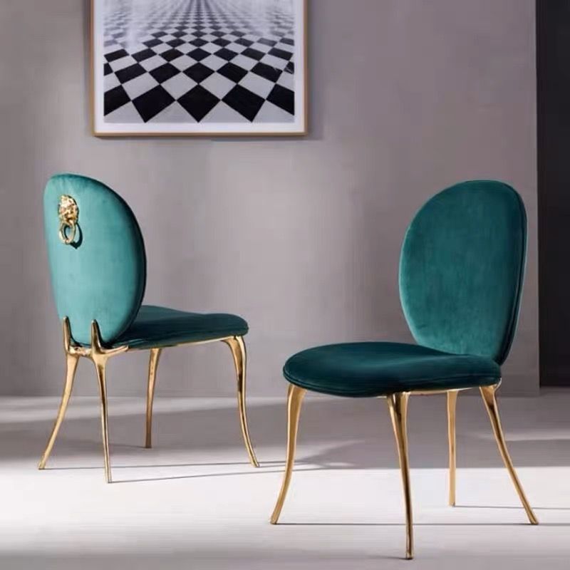 Ghế ăn bọc vải, chân inox vàng GA053