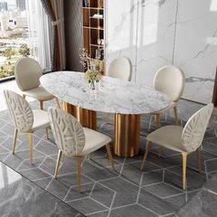 Ghế ăn bọc vải, chân inox vàng GA054