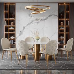 Ghế ăn bọc vải, chân inox vàng GA054