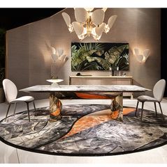 Ghế ăn bọc vải, chân inox vàng GA054