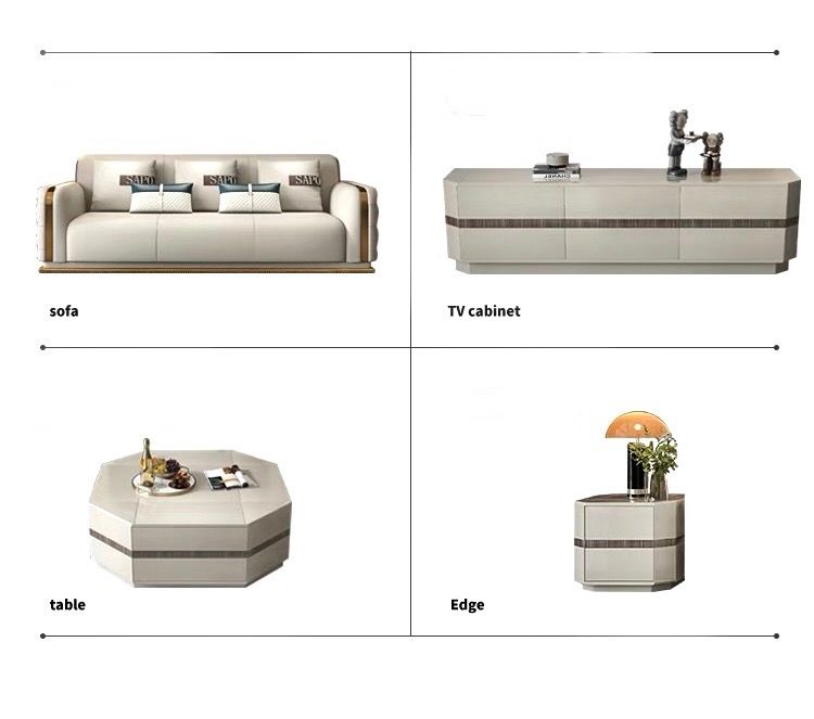 Bộ Sofa da bò màu trắng xám BSF184
