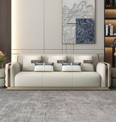 Bộ Sofa da bò màu trắng xám BSF184