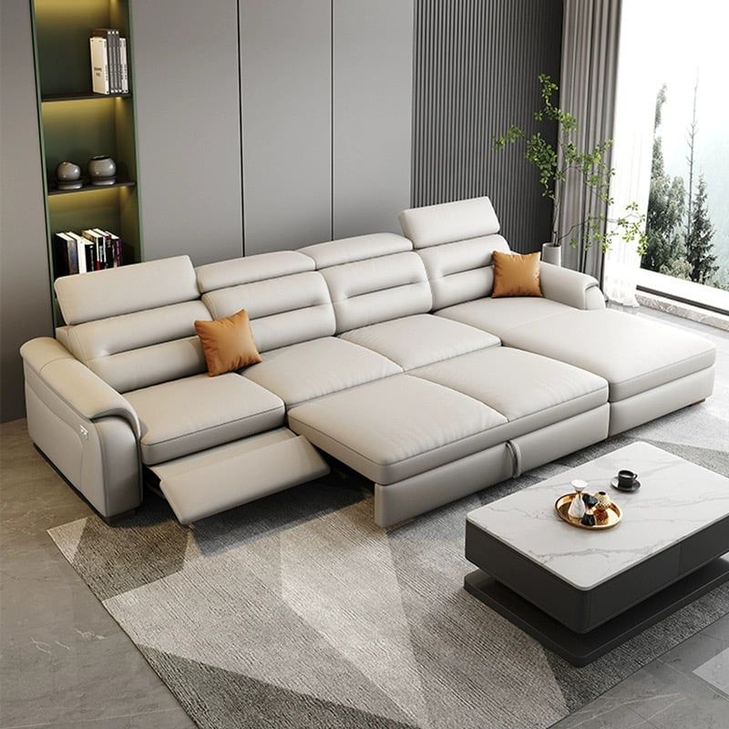 Sofa Giường da bò màu trắng xám BSF185