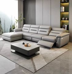 Sofa Giường da bò màu trắng xám BSF185