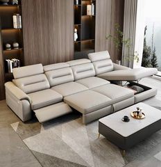 Sofa Giường da bò màu trắng xám BSF185