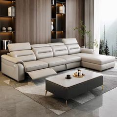 Sofa Giường da bò màu trắng xám BSF185