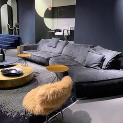 Ghế Sofa góc da bò màu trắng xám BSF190