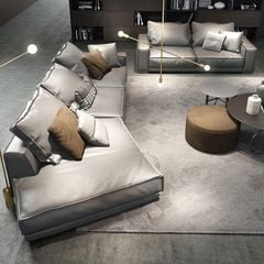 Ghế Sofa góc da bò màu trắng xám BSF190