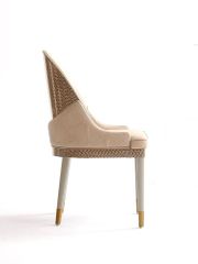 Ghế ăn lưng ốp gỗ sơn piano, bọc da Microfiber, chân gỗ sơn GA058