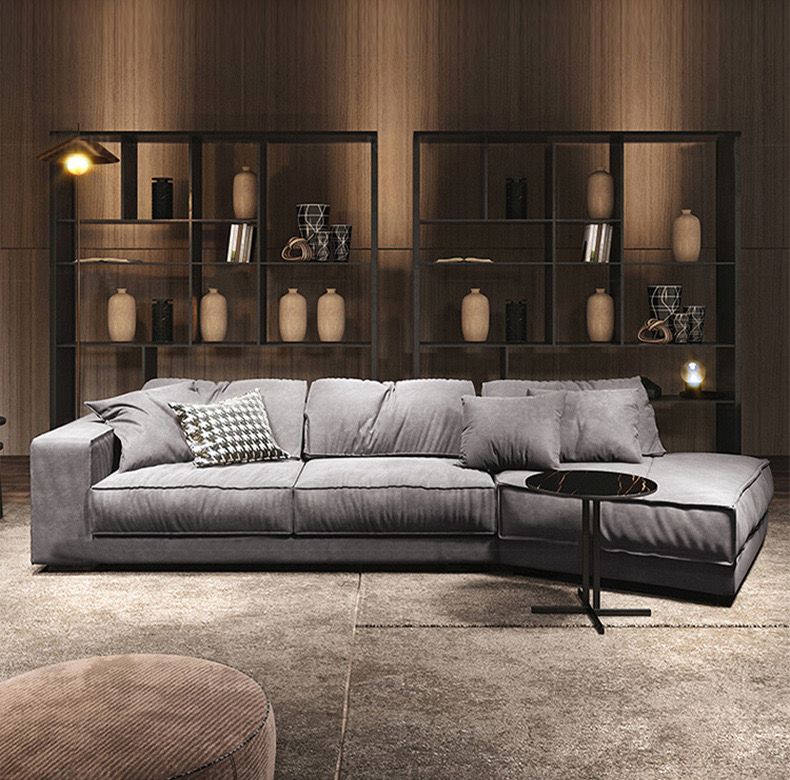 Ghế Sofa góc da bò màu trắng xám BSF190